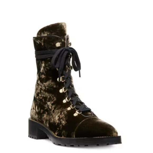 Stuart Weitzman Kolbie Chain Bootie in Taupe Cord Velvet - Picture 2 of 12